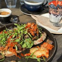 Kimchi and mushroom on toasted sourdough. Delicious! They also do a kimchi and vegan cheese toasted sandwich  at Cafe On The Green in Widecombe In The Moor