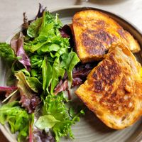Cheese and kimchi toastie at Cafe On The Green in Widecombe In The Moor