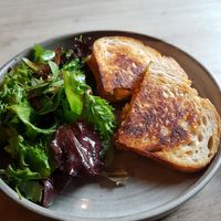 Vegan Cheese and kimchi sourdough toastie at Cafe On The Green in Widecombe In The Moor