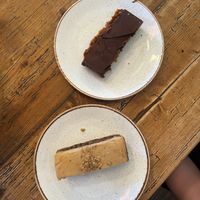Gizzilionaire slice and coffee and walnut cake at Cafe On The Green in Widecombe In The Moor