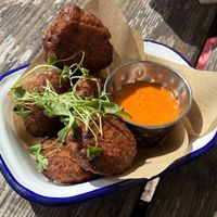 Vegan fritters  at Cafe On The Green in Widecombe In The Moor