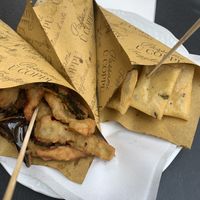 Fried vegetables & Mixed croquette & Panelle   at Passami u Coppu in Palermo
