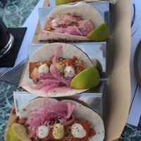 Soft shell tacos with onions on top at Majestic in Crete