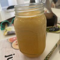 Fresh orange juice that was really foamy and delicious  at Juicy Point in Naxos