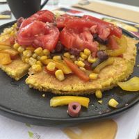 Vegan omelette  at Juicy Point in Naxos