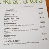 Fresh juices at Guac On in Addis Ababa
