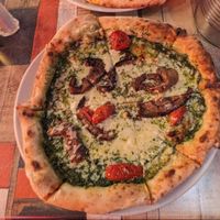 Ordered a Vegan Pesto with Vegan Mozzarella Sun-dried tomatoes and eggplant at Salerno Pizza in Edinburgh