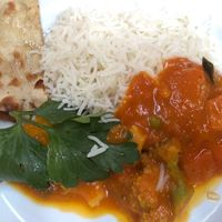 Mango mixed vegetables mit Reis und Vegan Chapati / with rice and vegan Chapati  at Restaurant India in Weimar