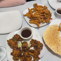 Vegetable pakora and fried onions (can’t remember the name)  at India Oven in Bowling Green