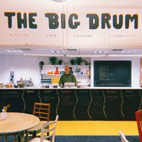 Weekly events listings are displayed on the counter - everything from yoga to acting classes and therapies at The Big Drum in Canterbury