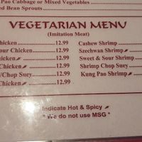 Vegetarian menu at Peking Chinese Restaurant in Ventura