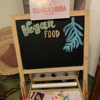 Sign inside at La Kombucheria in Merida