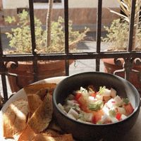 Coconut ceviche with kombucha vinegar at La Kombucheria in Merida