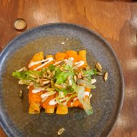 Pumpkin flautas at La Kombucheria in Merida