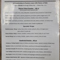 Front side of Menu at Back Porch Bistro in Ellijay