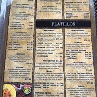 Non-meat part of menu at El Charro in Lincoln