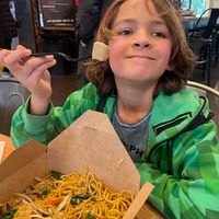 Got my kid the Pancit noodles with tofu. Flavors were great, but he didn't like all the mushrooms (so I got to eat them!) at Empty Bowl Gourmet Noodle Bar in Santa Barbara