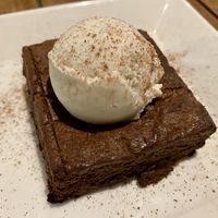 Chocolate brownie with ice cream  at Christopher's Kitchen in Palm Beach Gardens