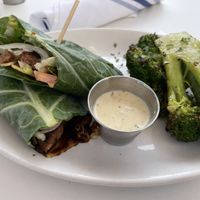 Beyond burger wrapped in collard greens with the roasted broccoli￼  at Christopher's Kitchen in Palm Beach Gardens