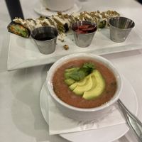 Avocado ginger roll & gazpacho  at Christopher's Kitchen in Palm Beach Gardens