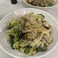 fettuccine alfredo + veggie sausage! (a must)  at Christopher's Kitchen in Palm Beach Gardens