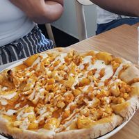 Buffalo cauliflower Pizza, nice and spicy at Christopher's Kitchen in Palm Beach Gardens