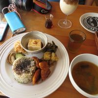 Japanese tofu rice set at Cafe Atl in Osaka