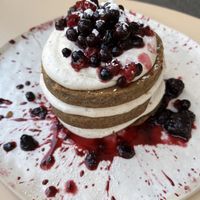 Vegan pancakes with berries  at La Papa in Barcelona