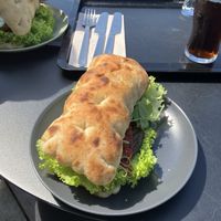 Sandwich with veggies and vegan mayo.  at Brohuset ved Hammershus in Allinge