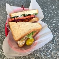 vegan BBQ chikin sandwich  at Downbeat Diner and Lounge in Honolulu