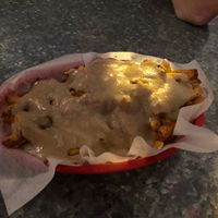 Vegan Volcano fries! VERY yummy at Downbeat Diner and Lounge in Honolulu