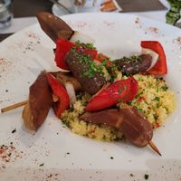 Vegan sausage with couscous at Funcho Gourmet in Funchal