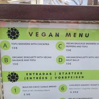 Vegan menu section at Funcho Gourmet in Funchal