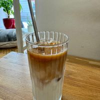 Iced café latte with plant-based milkk  at Café Datel in Ceske Budejovice