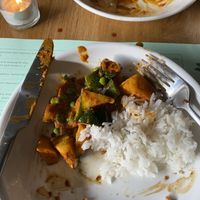 Courgette curry and jasmine rice side  at Ka Pao in Glasgow