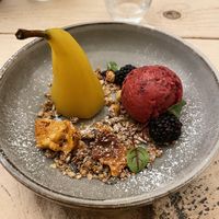 Poached pear at The Horse & Groom Inn in Malmesbury