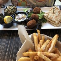 Mediterranean Platter and Fries at Gyro City Mediterranean Grill in Americus