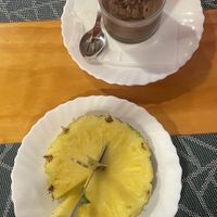 Vegan chocolate mousse & pineapple  at Poço Azul in Sao Miguel
