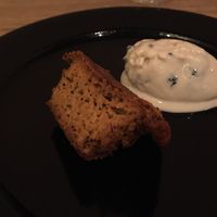 Rum raisin ice cream and cake for dessert at Vegan French Restaurant L'Espéranceレスペランス in Sapporo