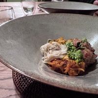 Fermented brown rice with vegan “crab” (shredded celery root) lentil curry and more  at Vegan French Restaurant L'Espéranceレスペランス in Sapporo