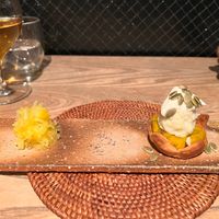 Spaghetti squash and kabocha tart  at Vegan French Restaurant L'Espéranceレスペランス in Sapporo