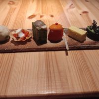 Six vegetable appetisers at Vegan French Restaurant L'Espéranceレスペランス in Sapporo