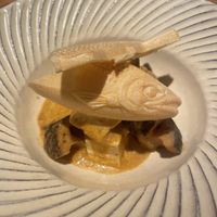 Indian style curry with a fish wafer  at Vegan French Restaurant L'Espéranceレスペランス in Sapporo