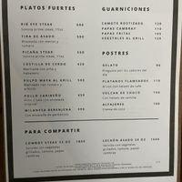 Current menu 11/25/2021 at Choriarte in San Jose Del Cabo