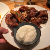 Harissa eggplant fries (Note: the yogurt dip on the side is not vegan)  #Veganuary at El Five in Denver