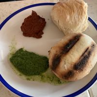 Pita bread with coriander and harissa zhug  at Bazaar in Luxembourg City