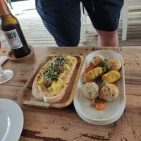 Scrambled eggs on toast & vegan croquetas at Sama Sama Veggie in Salou