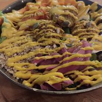 Falafel con cama de quinoa y ensalada #Veganuary at Sama Sama Veggie in Salou