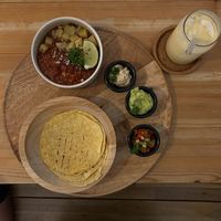 jackfruit tacos and mango lassi  at Sama Sama Veggie in Salou