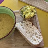Potato salad and soup  at Little World Kitchen in Utrecht